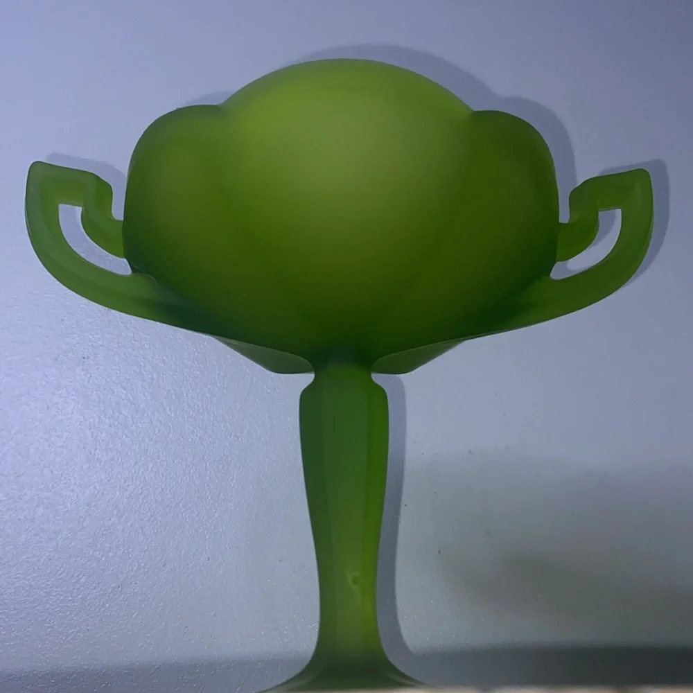 Vintage Westmoreland Avocado Green Satin Glass Pedestal Compote Candy Dish
